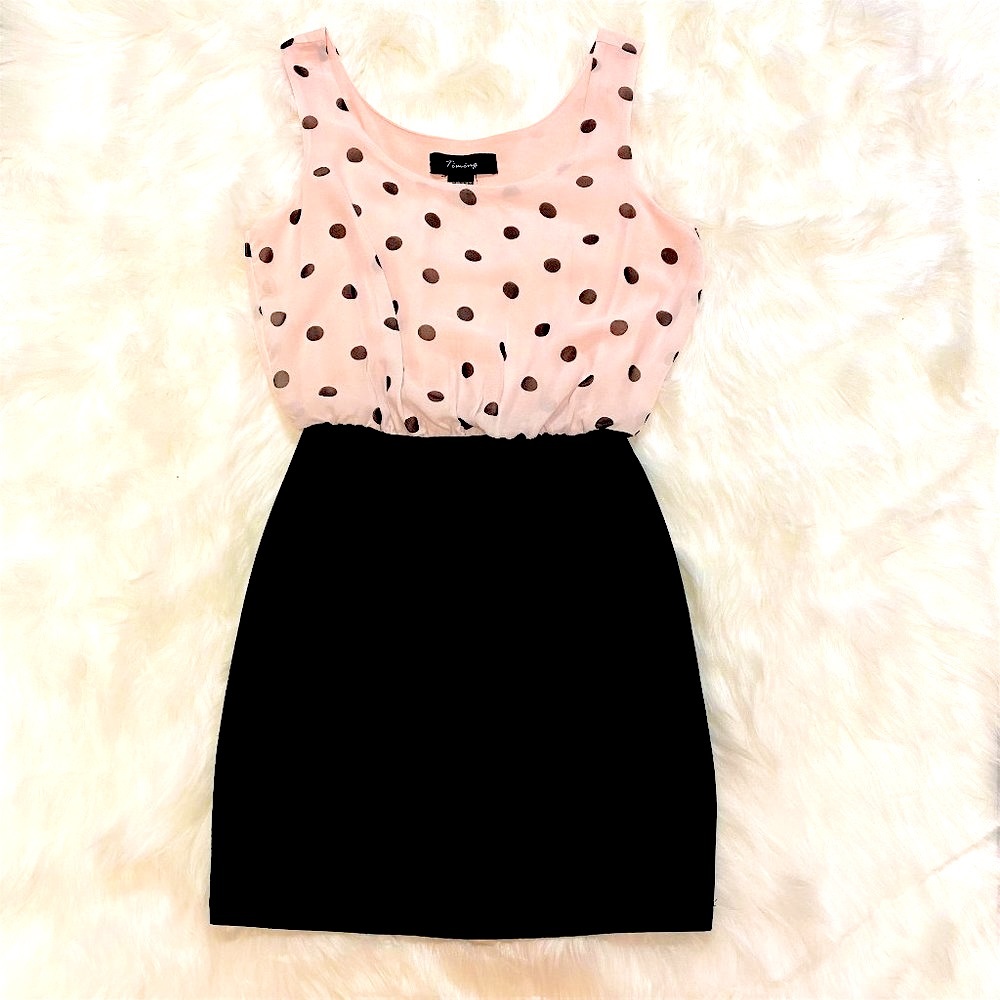 Pink & Black Polka Dot Bodycon Mini Dress